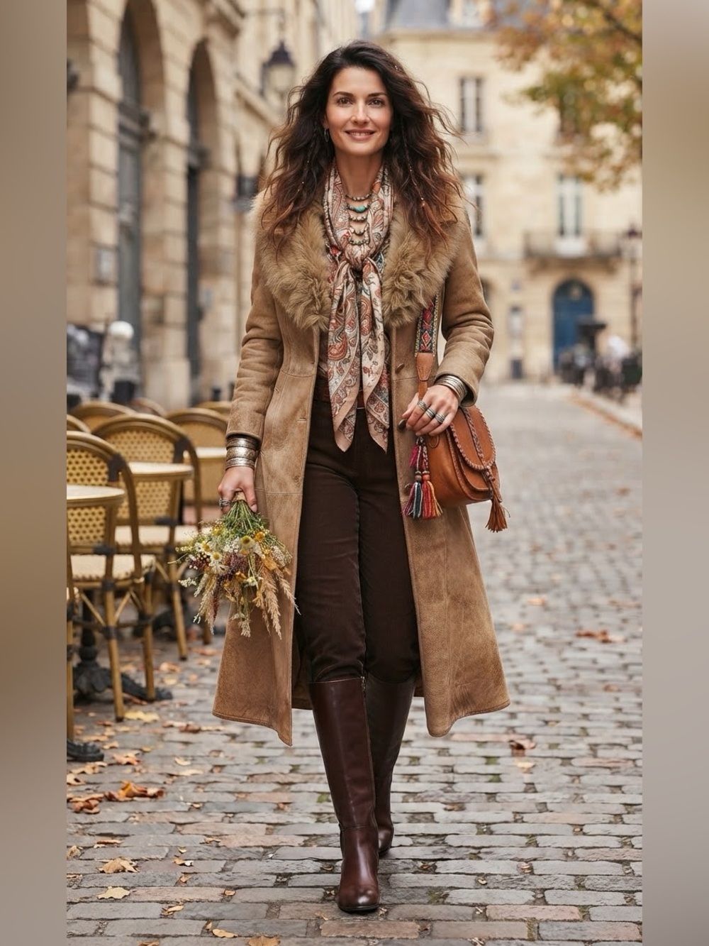 COSA NOVA Vintage Shearling Coat with Fur Collar - Picture 15 of 15